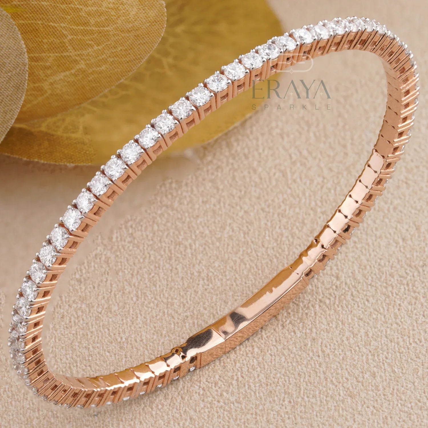 Lab Grown Diamond Tennis Bracelet in Rose Gold - erayasparkle