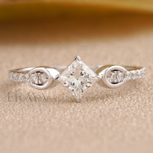 Princess Cut lab grown Diamond Ring – Lab Grown – Custom Engagement Ring – Dainty Gold Ring Gift - erayasparkle