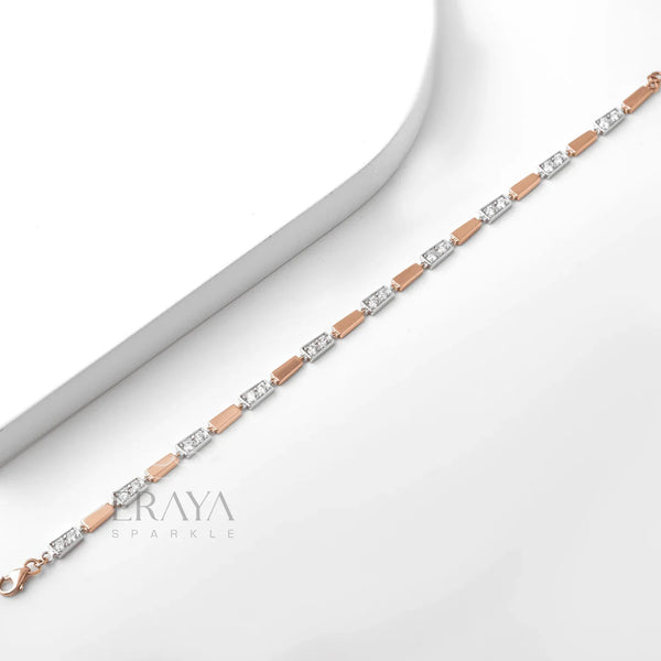 Two-Tone Geo Bracelet with Lab-Created Diamond Bracelate - Ring