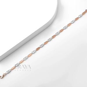 Two-Tone Geo Bracelet with Lab-Created Diamond Bracelate - Ring