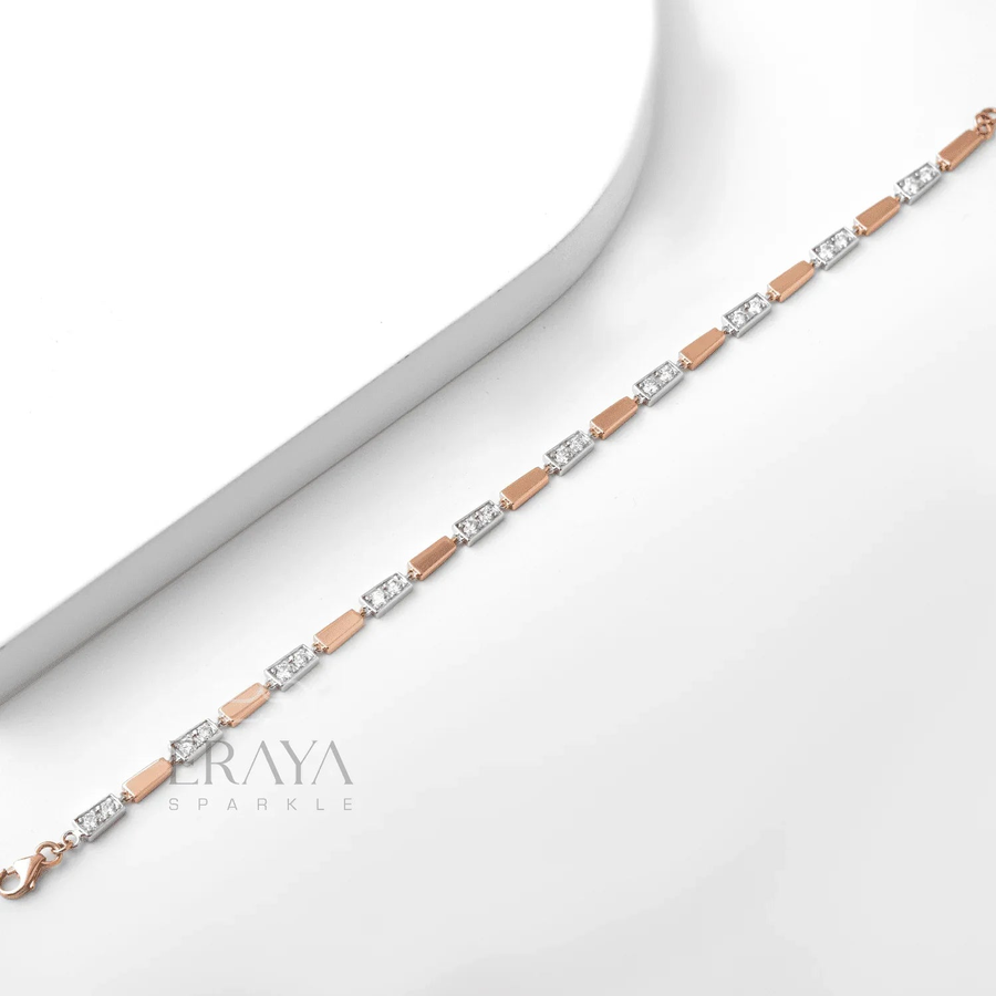 Two-Tone Geo Bracelet with Lab-Created Diamond Bracelate - Ring