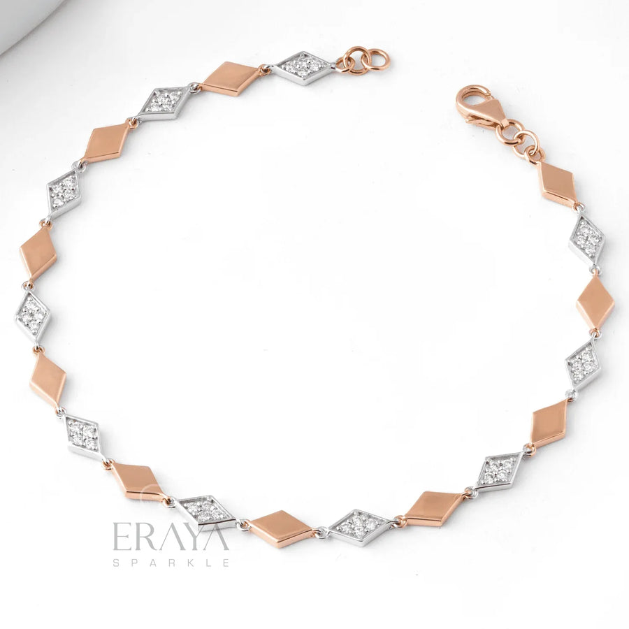 Two-Tone Bracelet with Lab Diamond Bracelate - Ring