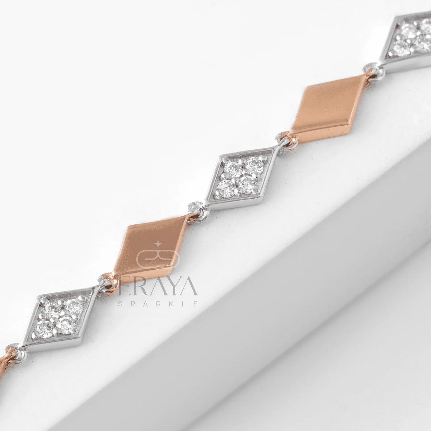 Two-Tone Bracelet with Lab Diamond Bracelate - erayasparkle
