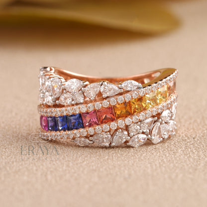 Rainbow Princess Ring with Lab Grown Diamond - erayasparkle
