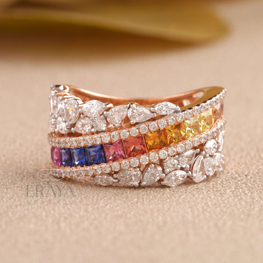 Rainbow Princess Ring with Lab Grown Diamond - Ring