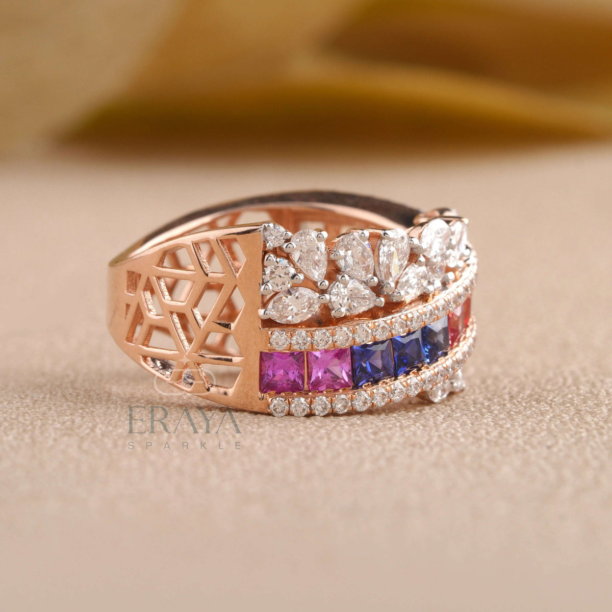 Rainbow Princess Ring with Lab Grown Diamond