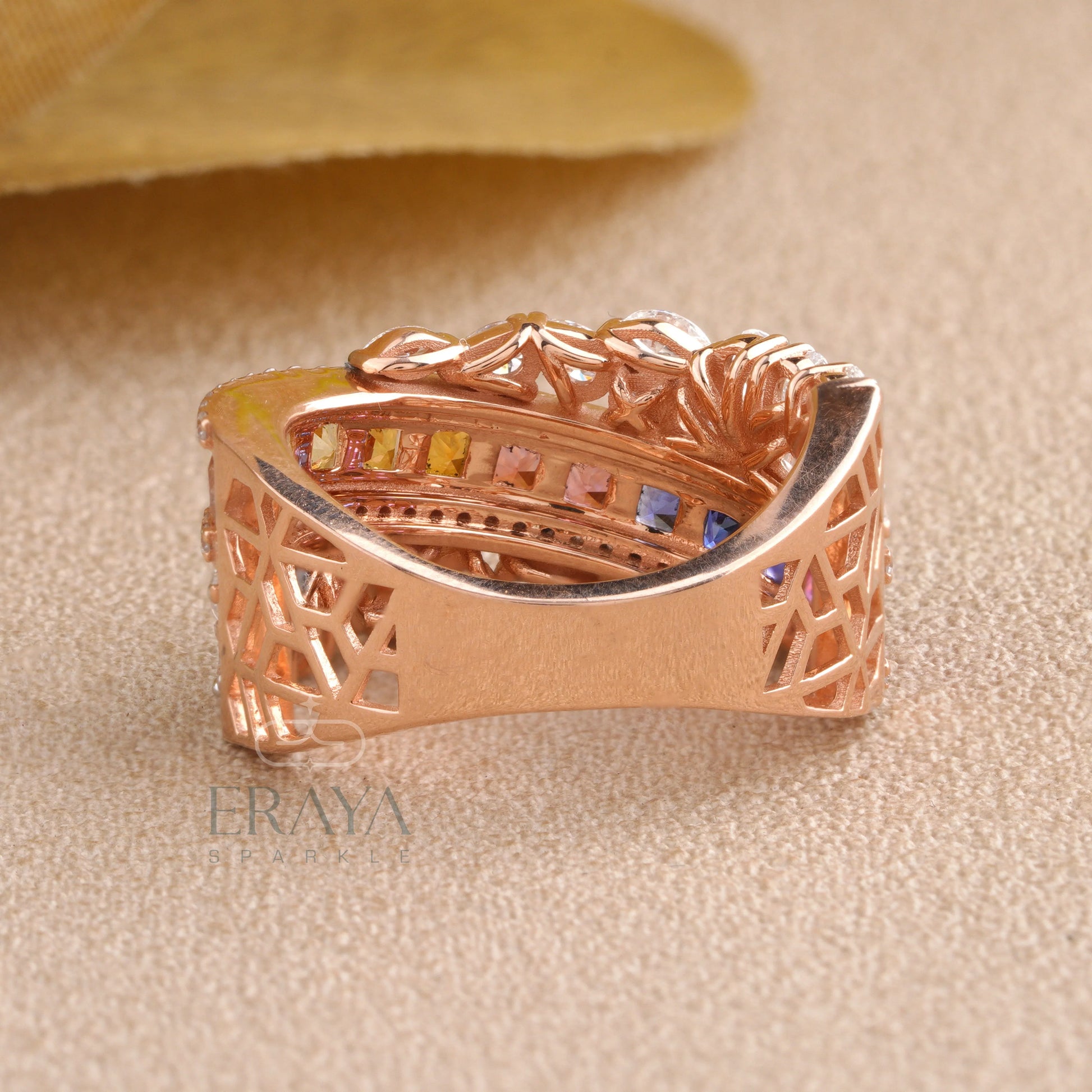 Rainbow Princess Ring with Lab Grown Diamond - erayasparkle