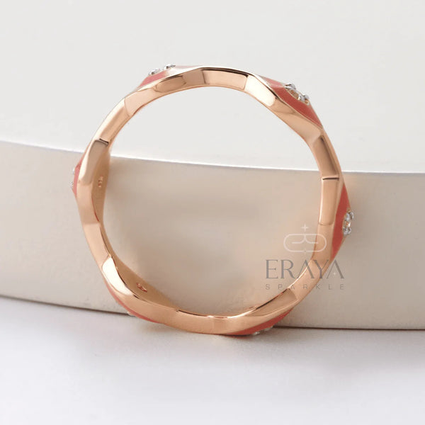 Stackable Enamel Lab Diamond Ring - Ring