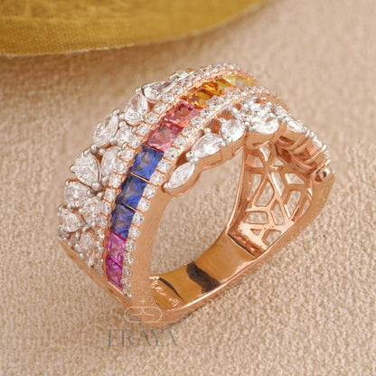 Rainbow Princess Ring with Lab Grown Diamond - erayasparkle