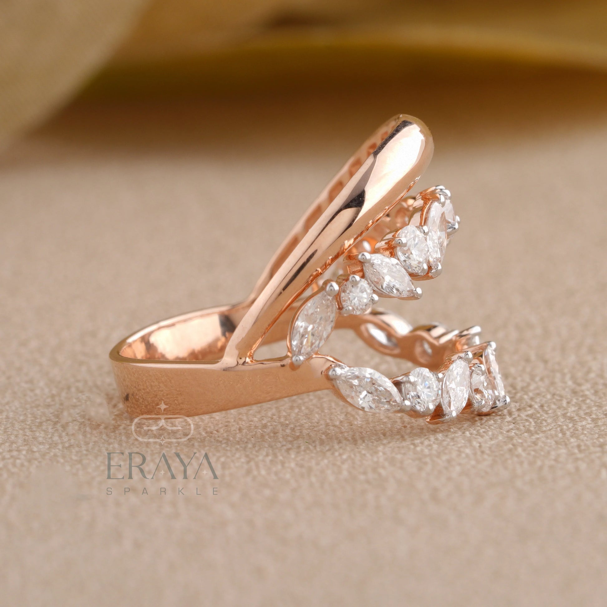 Nature-Inspired Lab-Grown Diamond Leaf Ring - erayasparkle