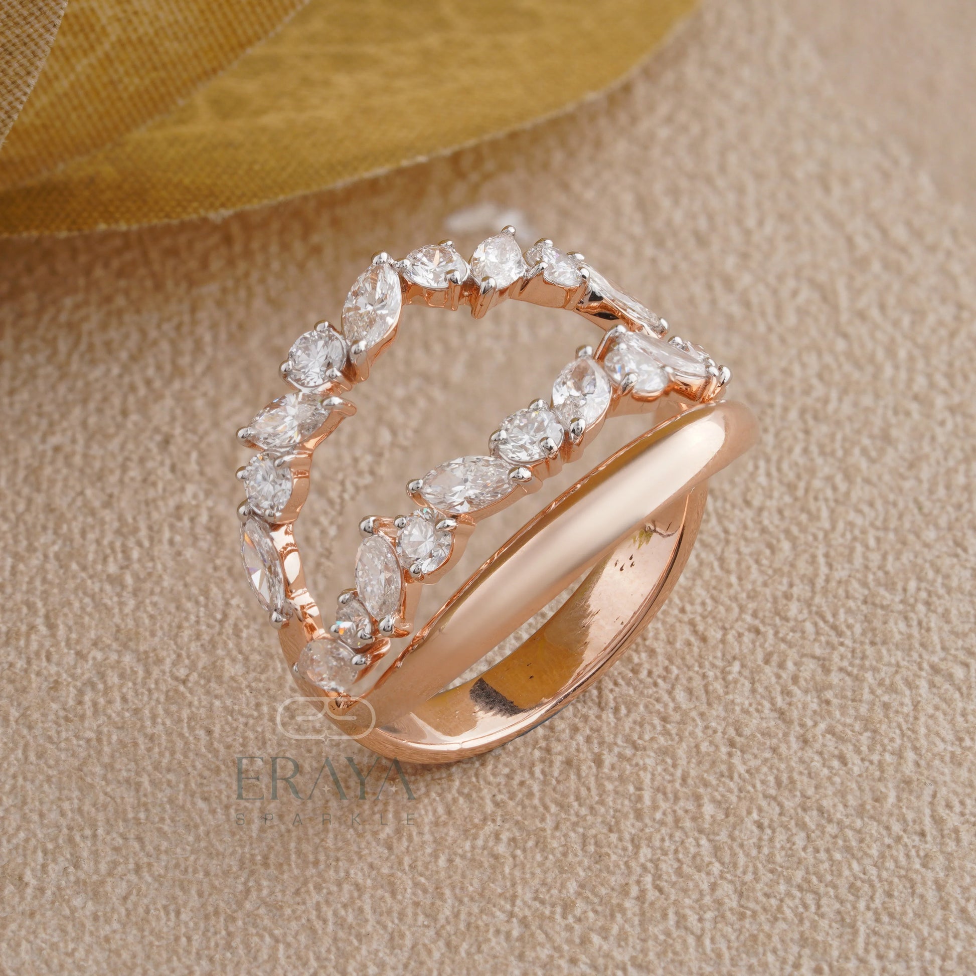 Nature-Inspired Lab-Grown Diamond Leaf Ring - erayasparkle