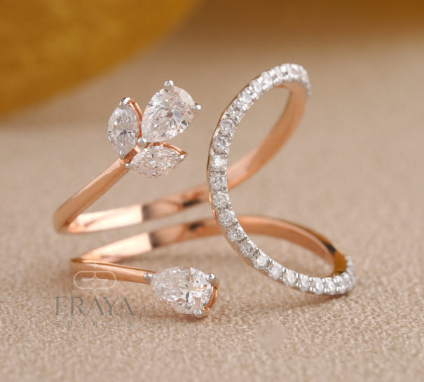 Marquise Diamond Floral Ring - Ring