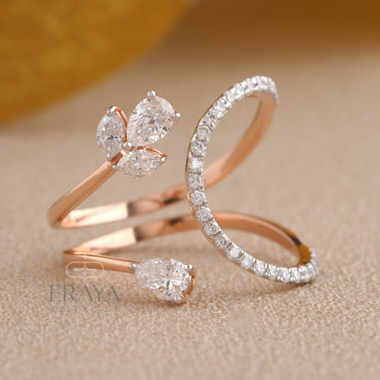 Marquise Diamond Floral Ring - Ring