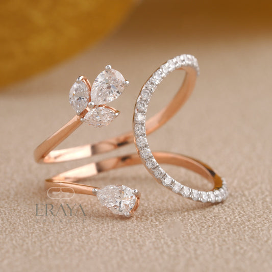 Marquise Diamond Floral Ring - erayasparkle