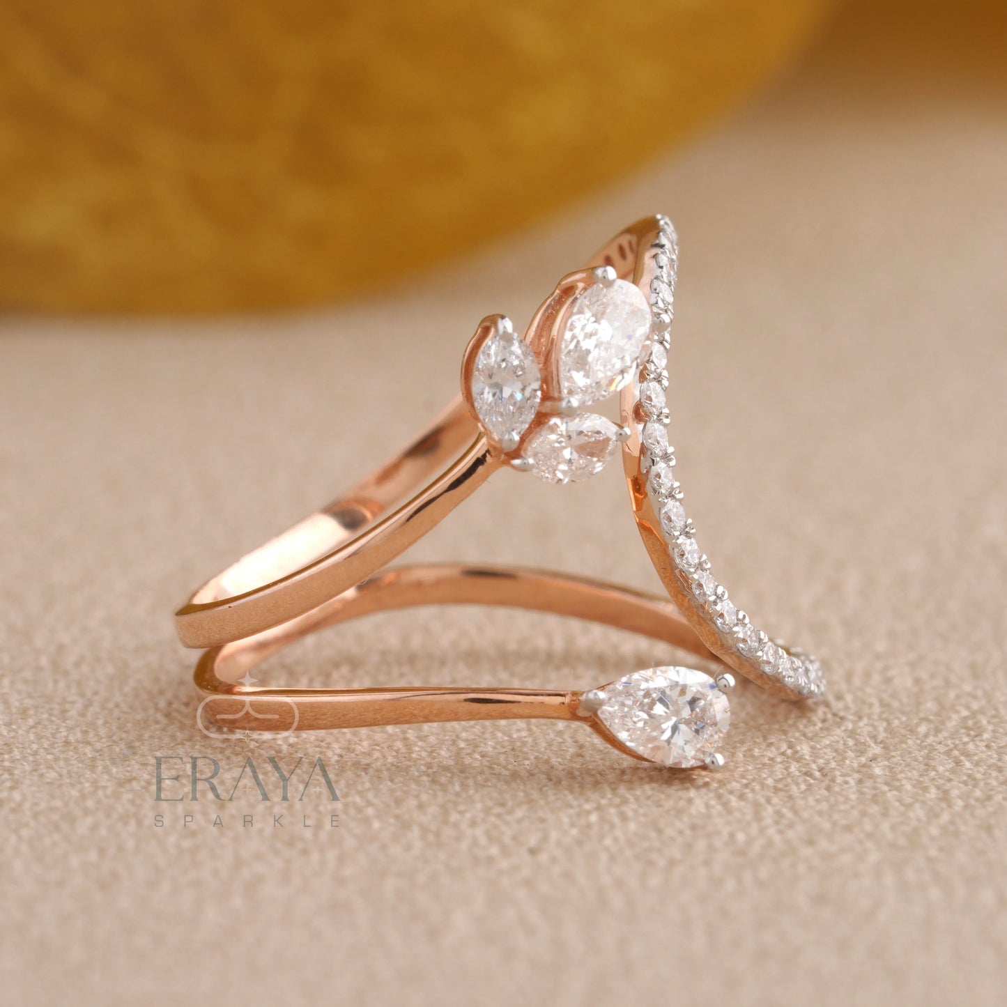 Marquise Diamond Floral Ring - Ring