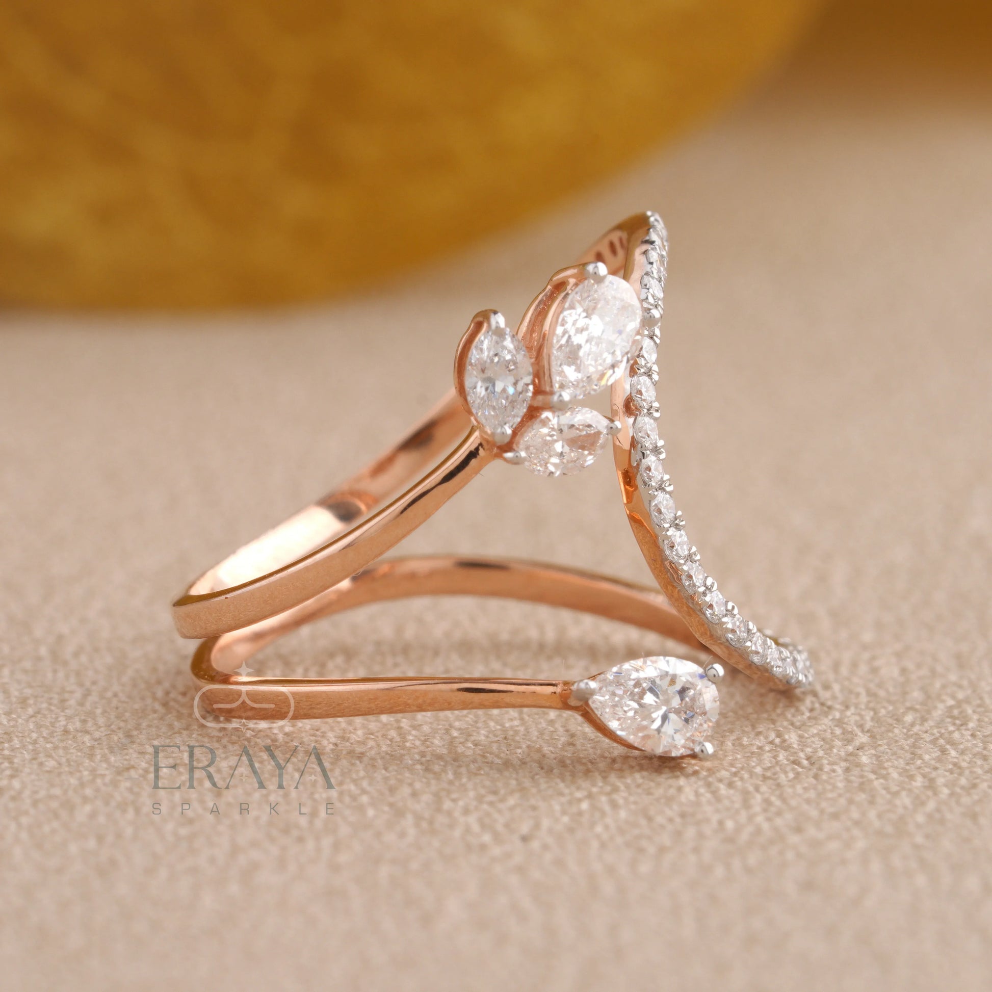 Marquise Diamond Floral Ring - Ring