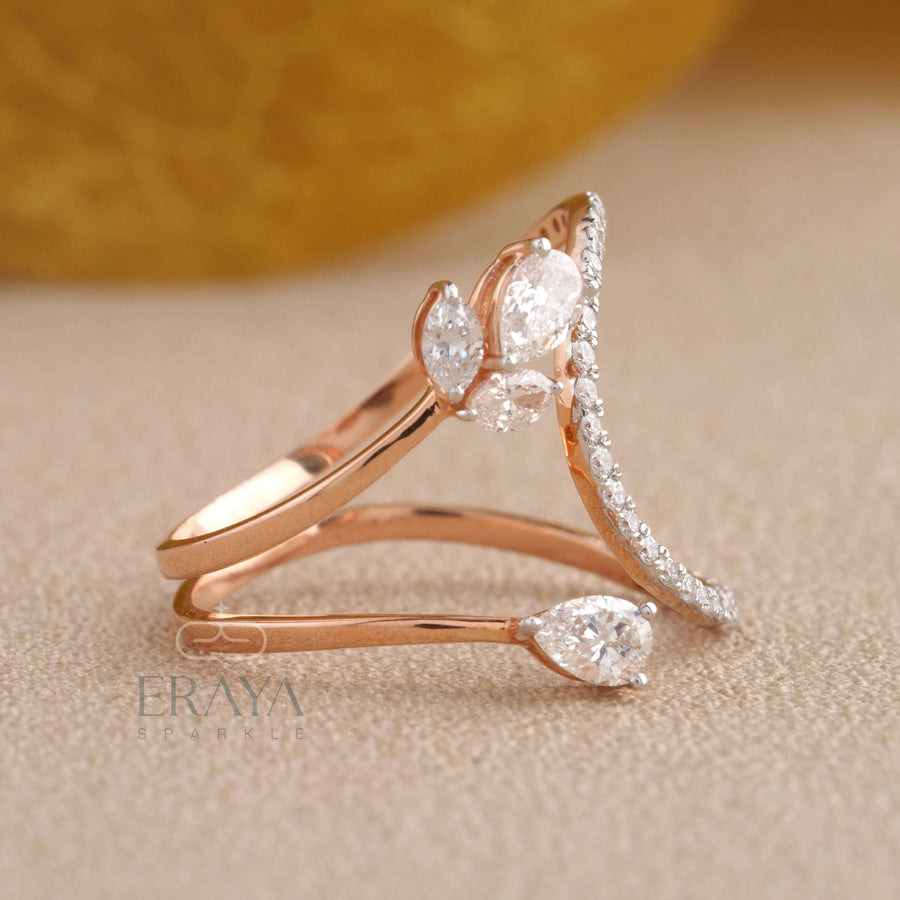 Marquise Diamond Floral Ring - Ring