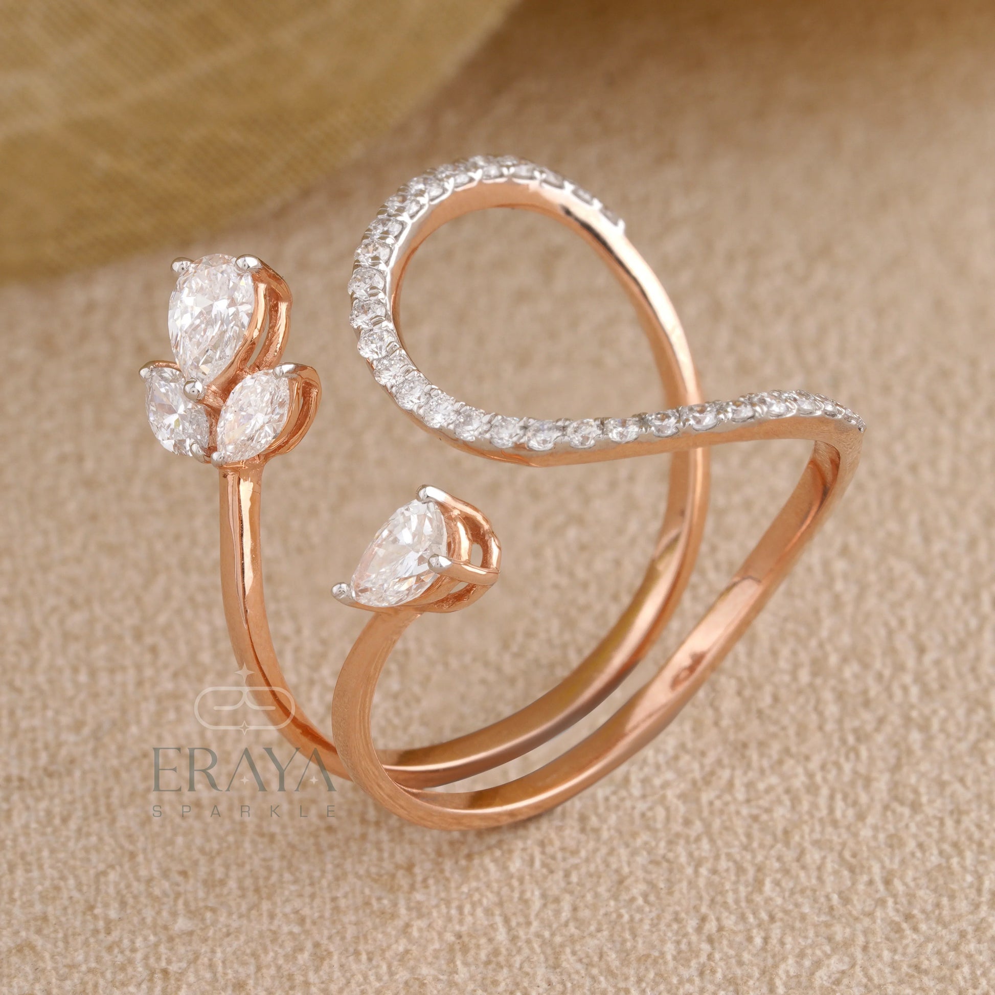 Marquise Diamond Floral Ring - Ring