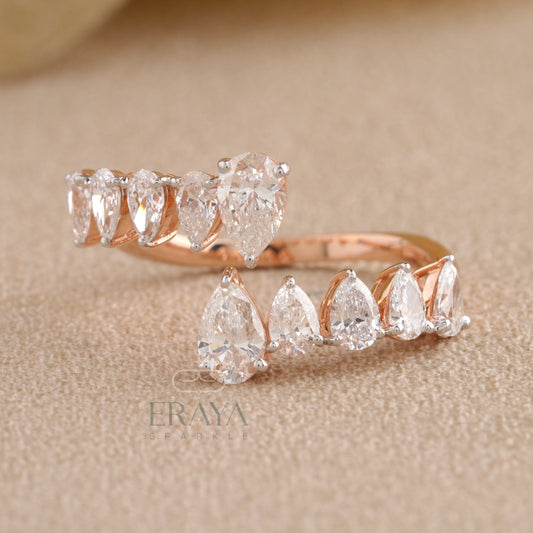 Unique Pear Shaped Diamond Ring - erayasparkle