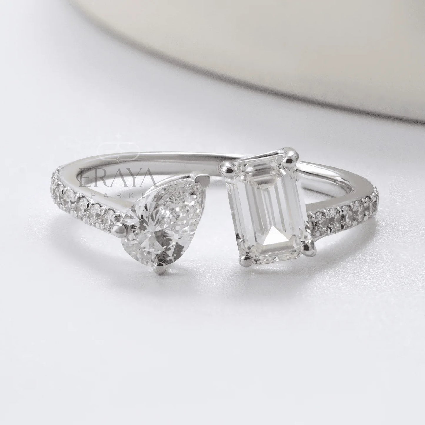 Modern Two-Stone Ring – Lab Diamond Ring - erayasparkle