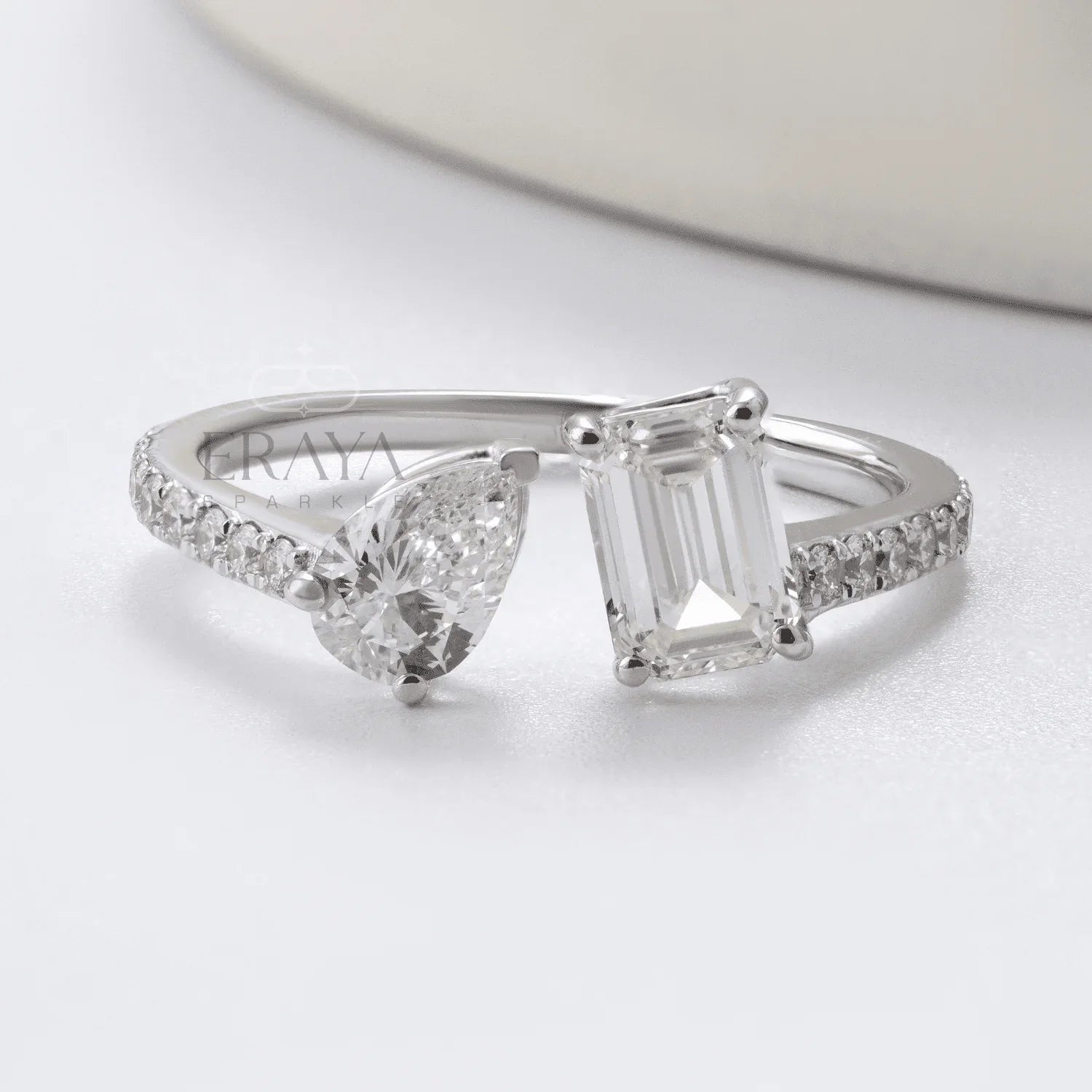 Modern Two-Stone Ring – Lab Diamond Ring - erayasparkle