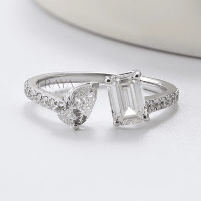 Modern Two-Stone Ring – Lab Diamond Ring - erayasparkle