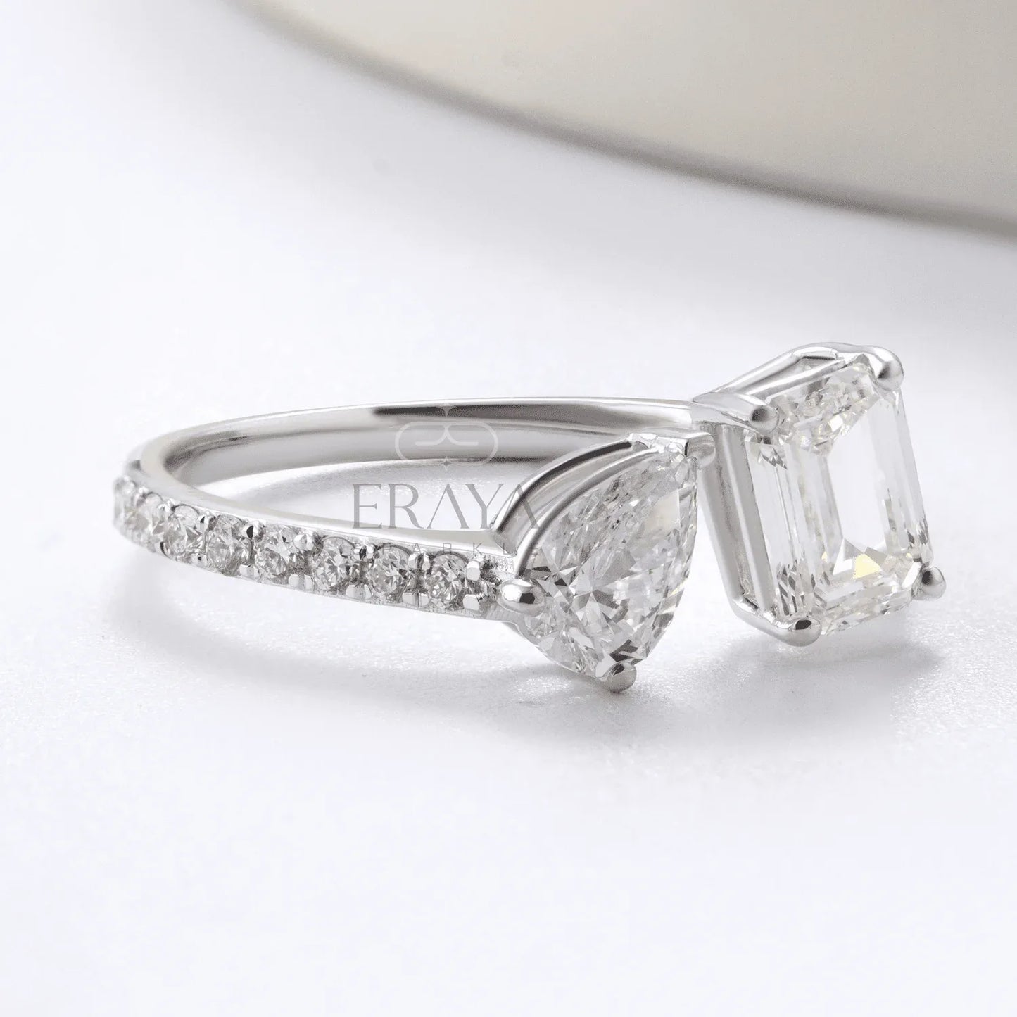 Modern Two-Stone Ring – Lab Diamond Ring - erayasparkle