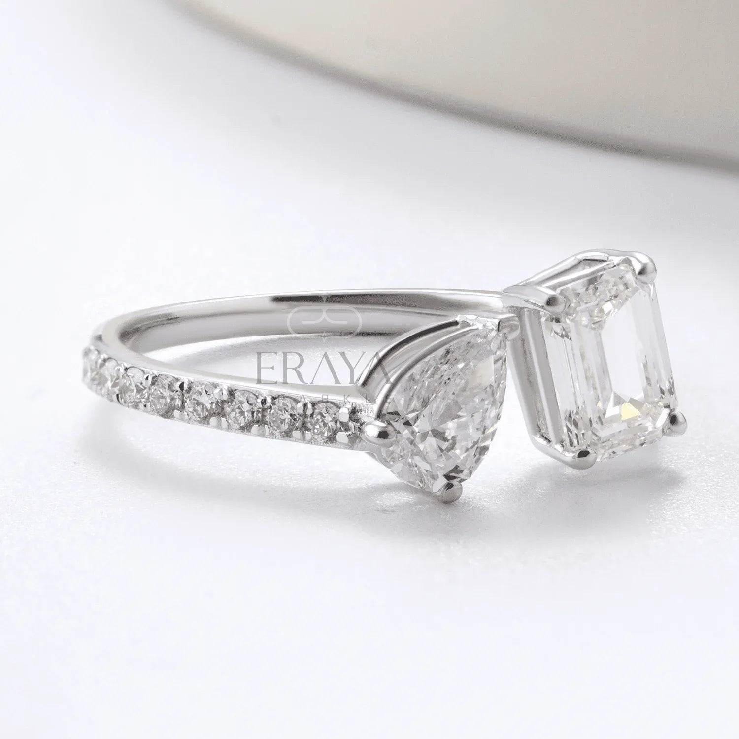 Modern Two-Stone Ring – Lab Diamond Ring - erayasparkle