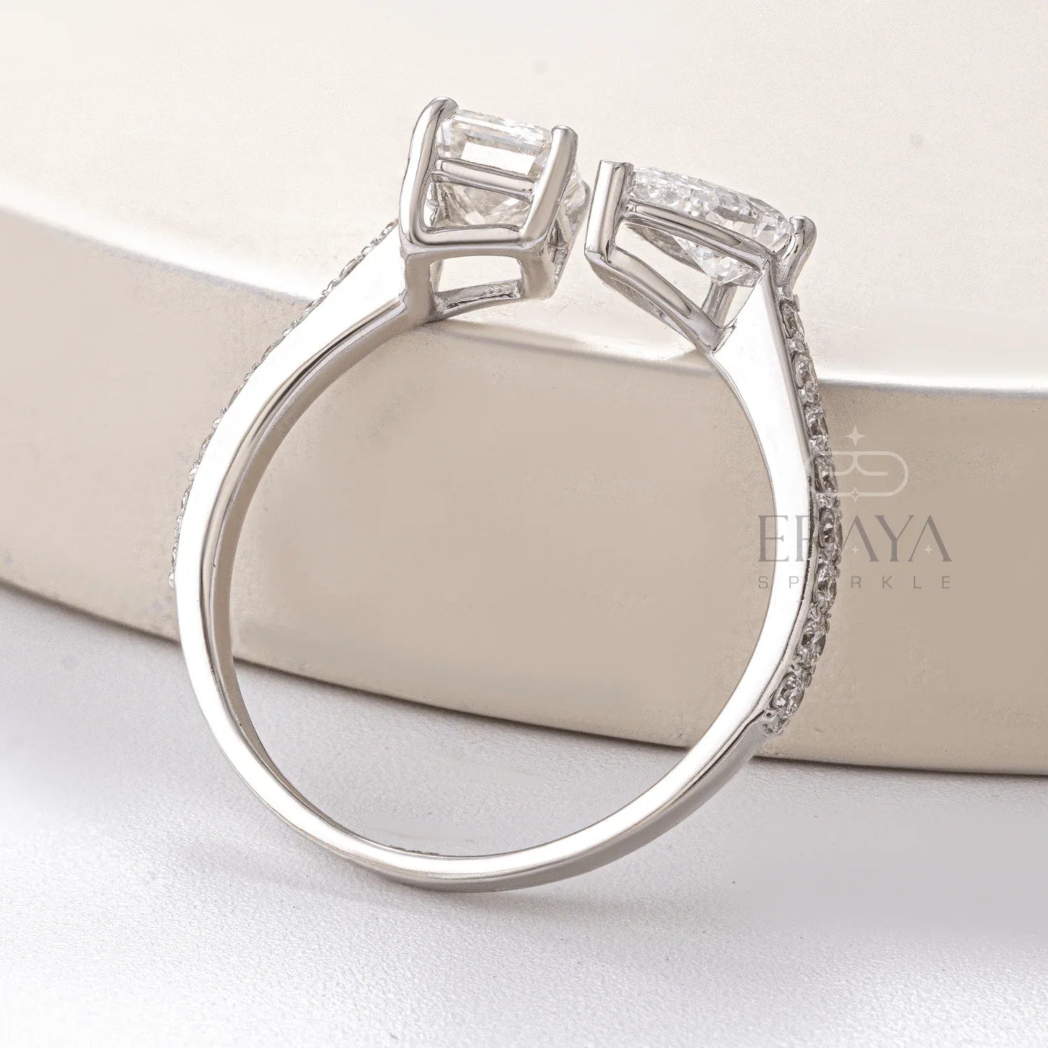 Modern Two-Stone Ring – Lab Diamond Ring - erayasparkle