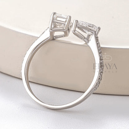 Modern Two-Stone Ring – Lab Diamond Ring - erayasparkle