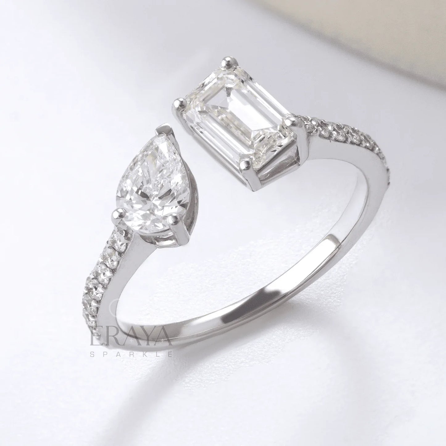 Modern Two-Stone Ring – Lab Diamond Ring - erayasparkle