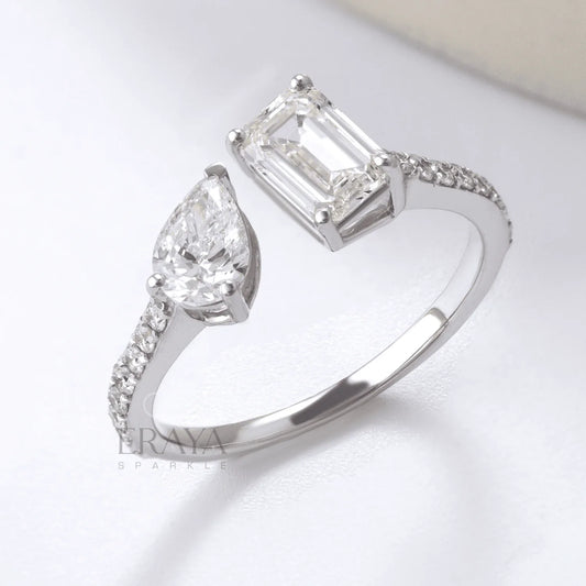 Modern Two-Stone Ring – Lab Diamond Ring - erayasparkle