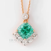 Green Cushion Pendant with LG Diamond pedant - 