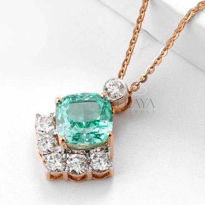 Green Cushion Pendant with LG Diamond pedant - erayasparkle