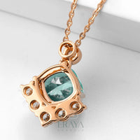 Green Cushion Pendant with LG Diamond pedant - 