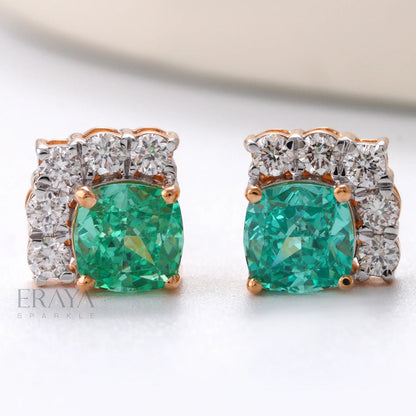 Dainty Cushion Studs with Diamond - erayasparkle