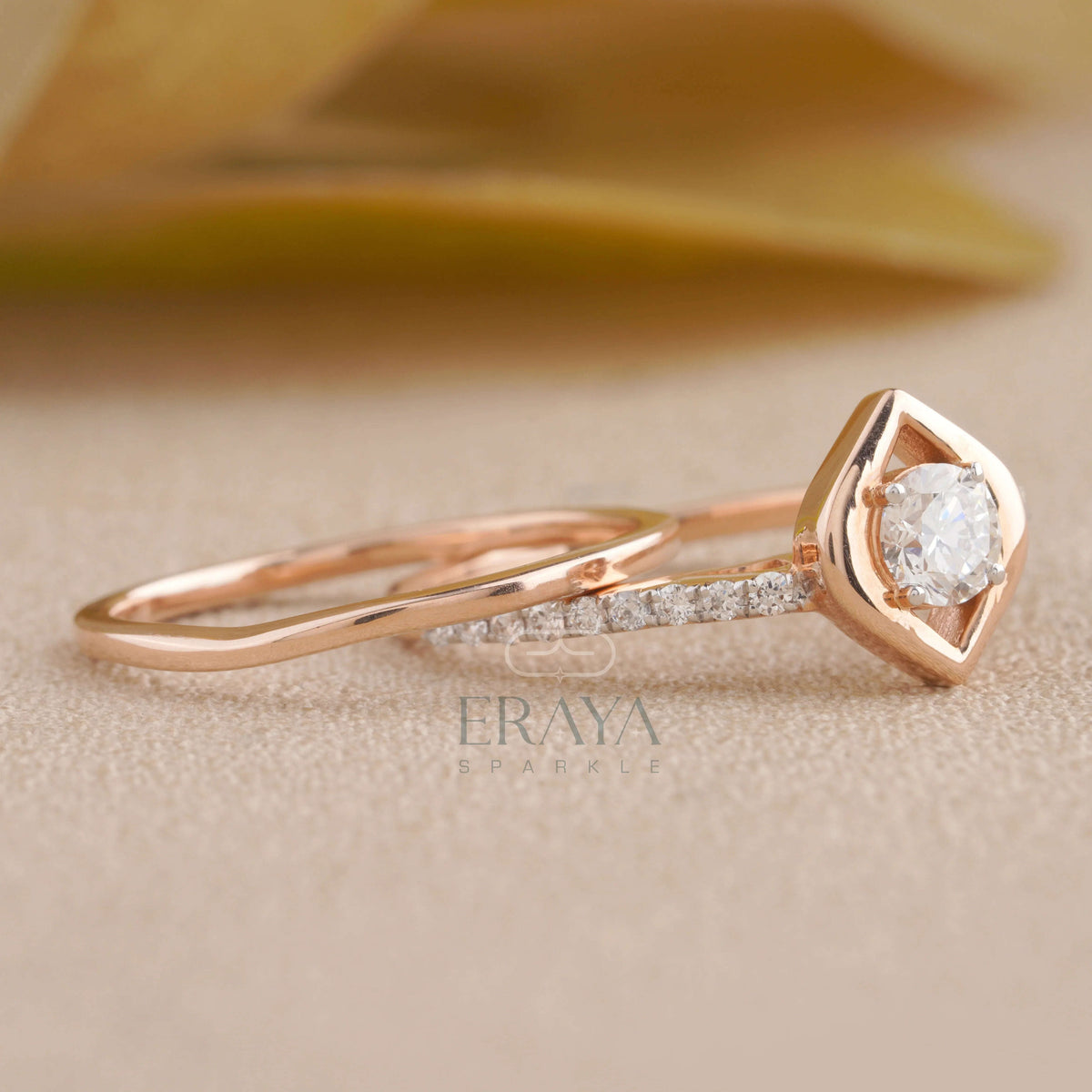 Stackable Rose Gold Diamond Ring Set