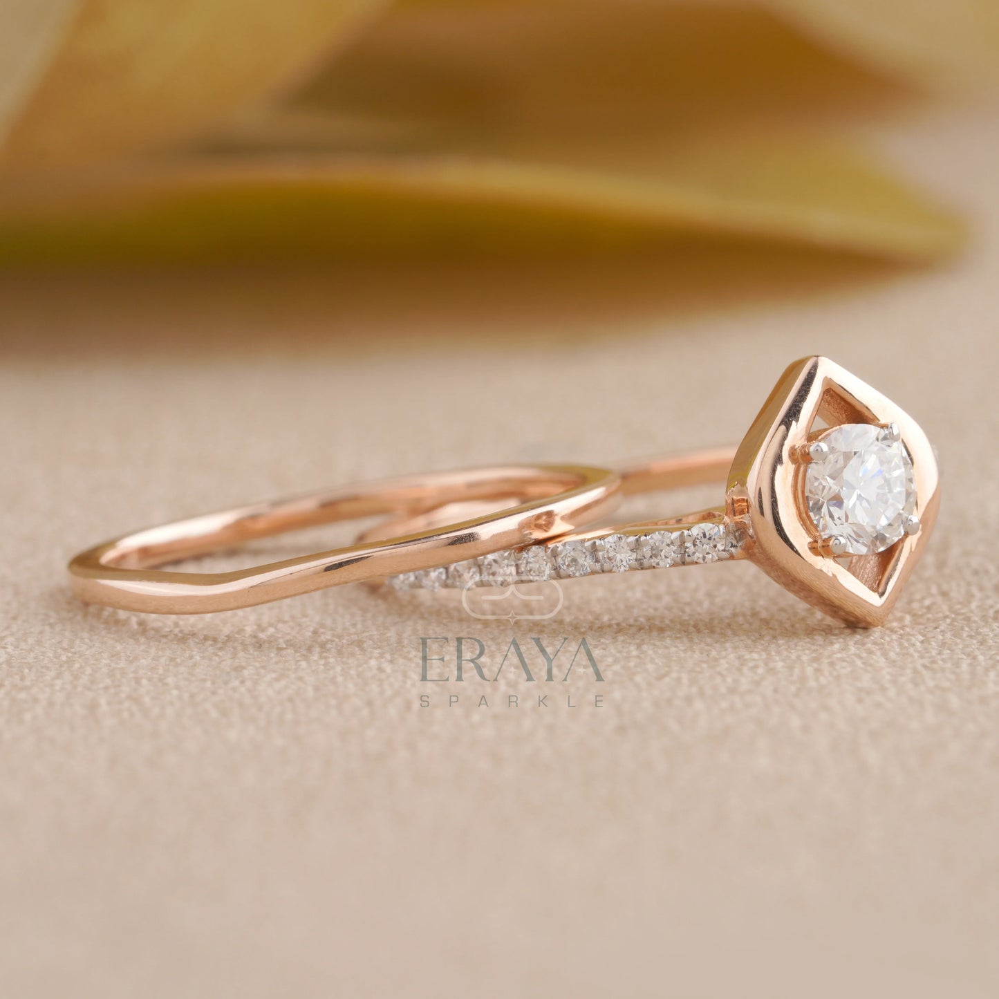 Stackable Rose Gold Diamond Ring Set - erayasparkle