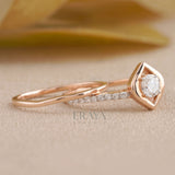Stackable Rose Gold Diamond Ring Set - Ring