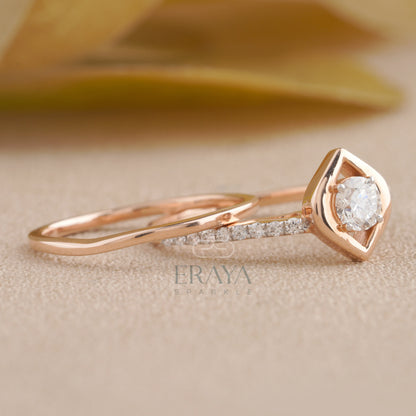 Stackable Rose Gold Diamond Ring Set - erayasparkle