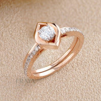 Stackable Rose Gold Diamond Ring Set - Ring