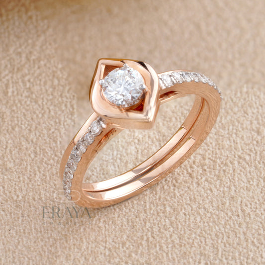 Stackable Rose Gold Diamond Ring Set - erayasparkle
