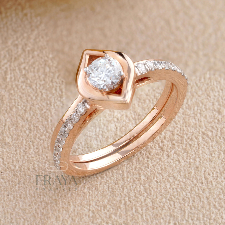 Stackable Rose Gold Diamond Ring Set - Ring
