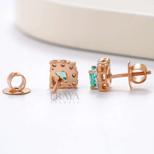 Dainty Cushion Studs with Diamond -