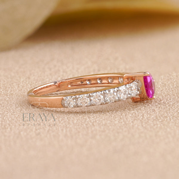Pear Pink Color Stone Engagement Ring - Ring