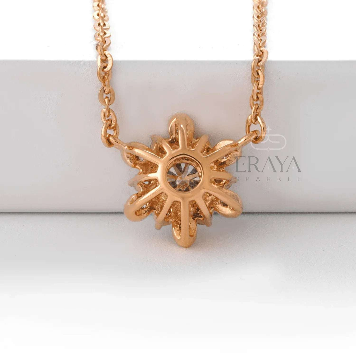 Sunflower Pendant Necklace with Lab Diamond