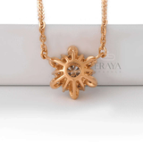 Sunflower Pendant Necklace with Lab Diamond -