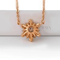 Sunflower Pendant Necklace with Lab Diamond - 