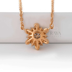 Sunflower Pendant Necklace with Lab Diamond -