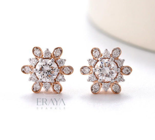 Gold diamond earrings with Lab-Grown Diamond - Ring